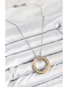 316L Çelik Zirkon Taşlı Dönen Daire Model Gold Ve Gümüş Renk Kadın Kolye