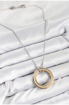316L Çelik Zirkon Taşlı Dönen Daire Model Gold Ve Gümüş Renk Kadın Kolye