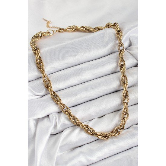 316L Çelik Halat Model Gold Renk Kadın Kolye