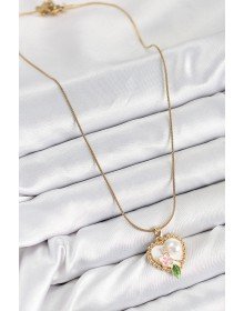 316L Çelik Sanatsal Portre Model Gold Renk Kadın Kolye