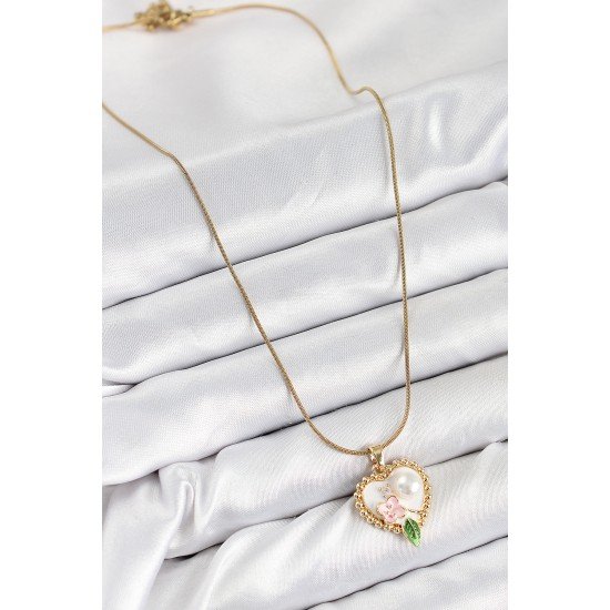 316L Çelik Sanatsal Portre Model Gold Renk Kadın Kolye