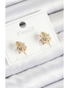 Pirinç Zirkon Taşlı Yıldız Model Gold Renk Çocuk Küpe
