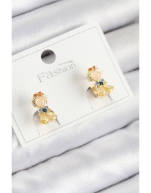 Pirinç Zirkon Taşlı Pamuk Prenses Model Gold Renk Çocuk Küpe