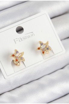 Pirinç Zirkon Taşlı Yıldız Model Gold Renk Çocuk Küpe