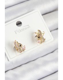Pirinç Zirkon Taşlı Ceylan Model Gold Renk Çocuk Küpe
