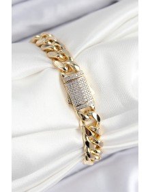 VIP Pirinç Zirkon Taşlı Klasik Zincir Model Gold Renk Kadın Bileklik