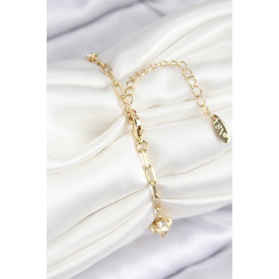 Pirinç Zirkon Taşlı Deniz Kabuğu Model Gold Renk Kadın Bileklik Pirinç Zirkon Taşlı Deniz Kabuğu Model Gold Renk Kadın Bileklik