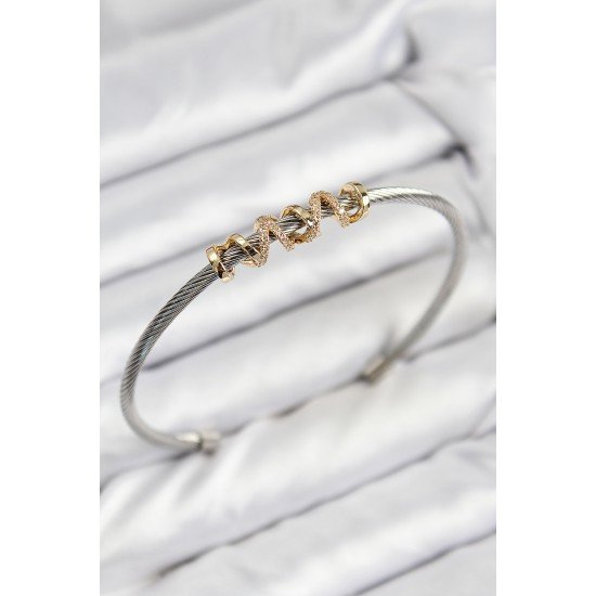 316L Çelik Zirkon Taşlı Model Gold Ve Gümüş Renk Kadın Bileklik 316L Çelik Zirkon Taşlı Model Gold Ve Gümüş Renk Kadın Bileklik