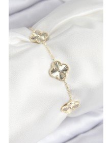 VIP Pirinç Yonca Model Gold Renk Kadın Bileklik