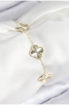 VIP Pirinç Yonca Model Gold Renk Kadın Bileklik