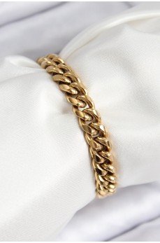 316L Çelik Klasik Kalın Zincir Model Gold Renk Kadın Bileklik
