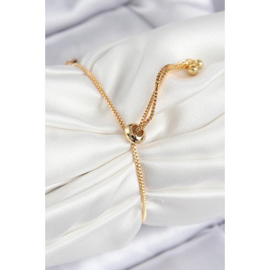 Pirinç Zirkon Taşlı Kare Model Gold Renk Asansörlü Kadın Bileklik