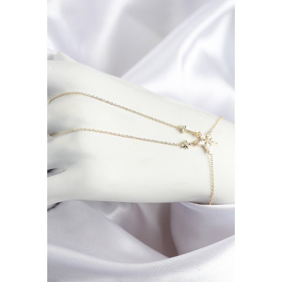 Pirinç Zirkon Taşlı Yıldız Model Gold Renk Şahmeran Pirinç Zirkon Taşlı Yıldız Model Gold Renk Şahmeran