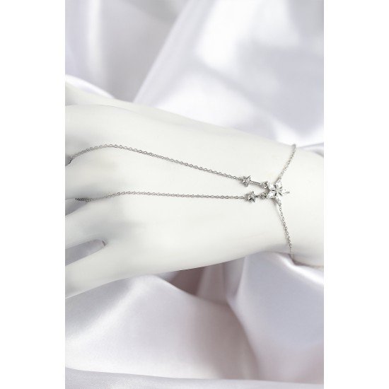 Pirinç Zirkon Taşlı Yıldız Model Gümüş Renk Şahmeran Pirinç Zirkon Taşlı Yıldız Model Gümüş Renk Şahmeran