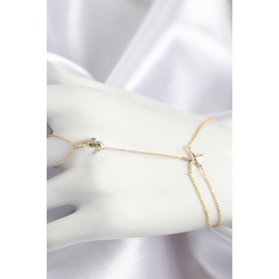 Pirinç Zirkon Taşlı Deniz Atı Ve Yıldız Model Gold Renk Şahmeran Pirinç Zirkon Taşlı Deniz Atı Ve Yıldız Model Gold Renk Şahmeran