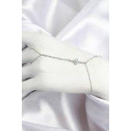 Pirinç Zirkon Taşlı Mavi Boncuklu Yonca Model Gümüş Renk Şahmeran