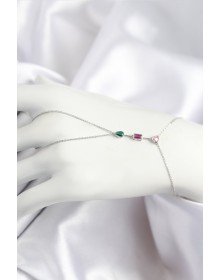 Pirinç Renkli Zirkon Taşlı Model Gümüş Renk Şahmeran