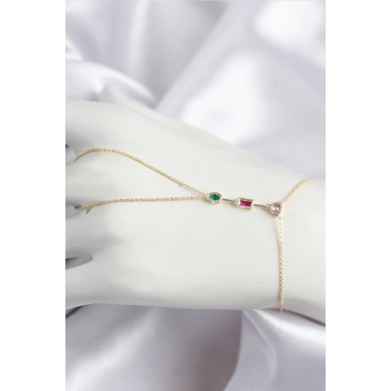 Pirinç Renkli Zirkon Taşlı Model Gold Renk Şahmeran