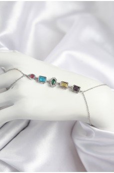 Pirinç Renkli Zirkon Taşlı Model Gümüş Renk Şahmeran