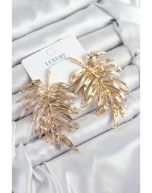 Pirinç Yaprak Model Gold Renk Kadın Küpe