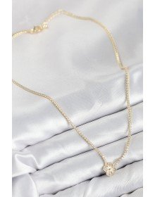 Pirinç Zirkon Taşlı Yonca Model Gold Renk Kadın Kolye