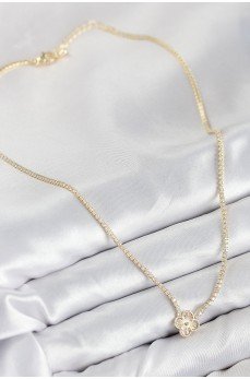Pirinç Zirkon Taşlı Yonca Model Gold Renk Kadın Kolye Pirinç Zirkon Taşlı Yonca Model Gold Renk Kadın Kolye