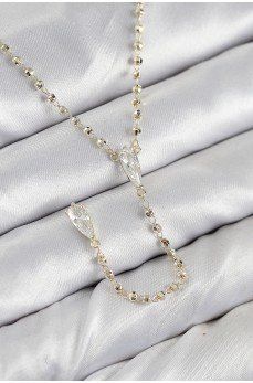 Pirinç Zirkon Taşlı Gold Renk Kadın Y Kolye