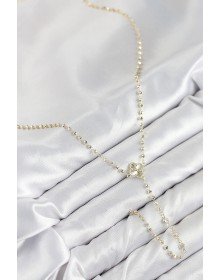 Pirinç Zirkon Taşlı Yonca Model Gold Renk Kadın Y Kolye