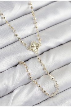 Pirinç Zirkon Taşlı Yonca Model Gold Renk Kadın Y Kolye