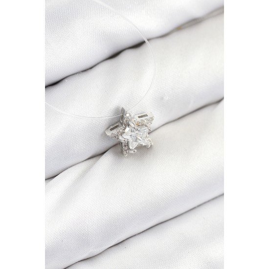 Misineli Yıldız Model Gümüş Renk Hayalet Kolye