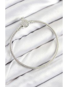 Pirinç Charm Zirkon Taşlı Taç Model Gümüş Renk Kadın Bileklik