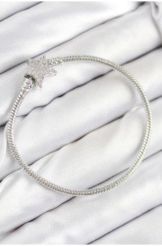 Pirinç Charm Zirkon Taşlı Yıldız Model Gümüş Renk Kadın Bileklik