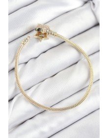 Pirinç Charm Zirkon Taşlı Yıldız Model Gold Renk Kadın Bileklik