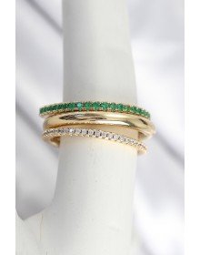 Pirinç Gold Renk Zirkon Taşlı 4'Lü Kadın Yüzük