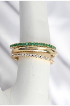 Pirinç Gold Renk Zirkon Taşlı 4'Lü Kadın Yüzük Pirinç Gold Renk Zirkon Taşlı 4'Lü Kadın Yüzük