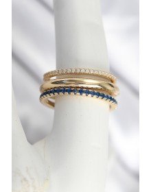 Pirinç Gold Renk Zirkon Taşlı 3'Lü Kadın Yüzük