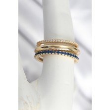 Pirinç Gold Renk Zirkon Taşlı 3'Lü Kadın Yüzük
