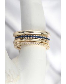 Pirinç Zirkon Taşlı Mix Renk 3'Lü Kadın Yüzük