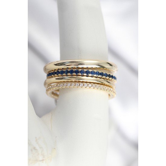 Pirinç Zirkon Taşlı Mix Renk 3'Lü Kadın Yüzük Pirinç Zirkon Taşlı Mix Renk 3'Lü Kadın Yüzük