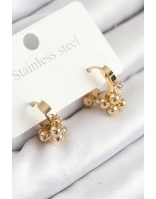 316L Çelik Boncuklu Halka Model Gold Renk Kadın Küpe