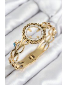 316L Çelik Zirkon Taşlı Çeyrek Takılabilir Gold Renk Kelepçe