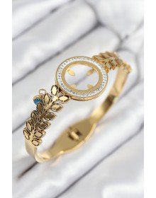 316L Çelik Zirkon Taşlı Çeyrek Takılabilir Gold Renk Kelepçe