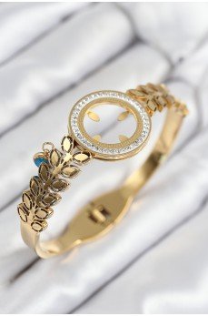 316L Çelik Zirkon Taşlı Çeyrek Takılabilir Gold Renk Kelepçe