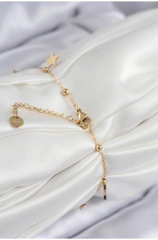 316L Çelik Sıralı Yıldız Model Gold Renk Kadın Bileklik