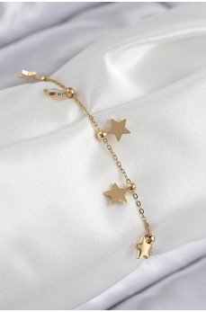 316L Çelik Sıralı Yıldız Model Gold Renk Kadın Bileklik