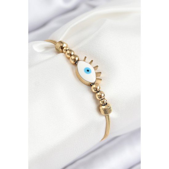 316L Çelik Göz Charm Model Gold Renk Kadın Bileklik