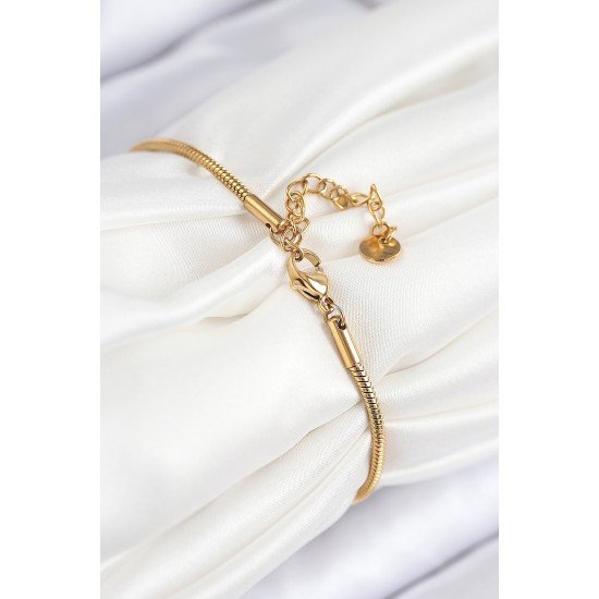 316L Çelik Zirkon Taşlı Göz Charm Model Gold Renk Kadın Bileklik