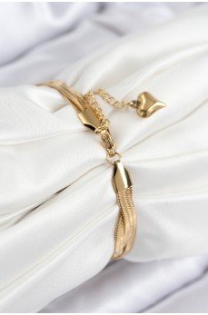 316L Çelik Örgü İtalyan Zincir Model Gold Renk Kadın Bileklik