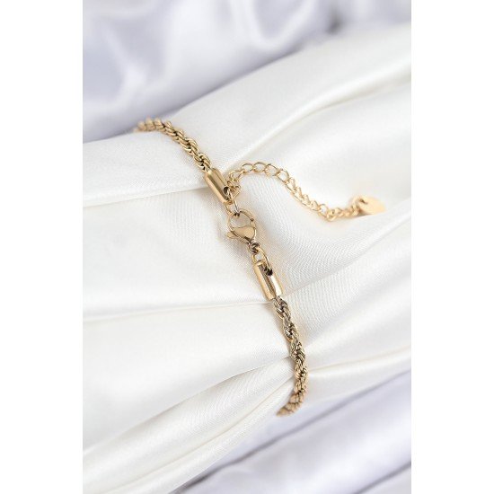 316L Çelik Nazar Boncuğu Detaylı Yaşam Çiçeği Model Gold Renk Kadın Bileklik