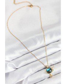 316L Çelik Zirkon Taşlı Gezegen Model Gold Renk Kadın Kolye